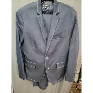I.N.C. International Concepts Men's Slim Fit Eyelet Suit, Deep Blue, L